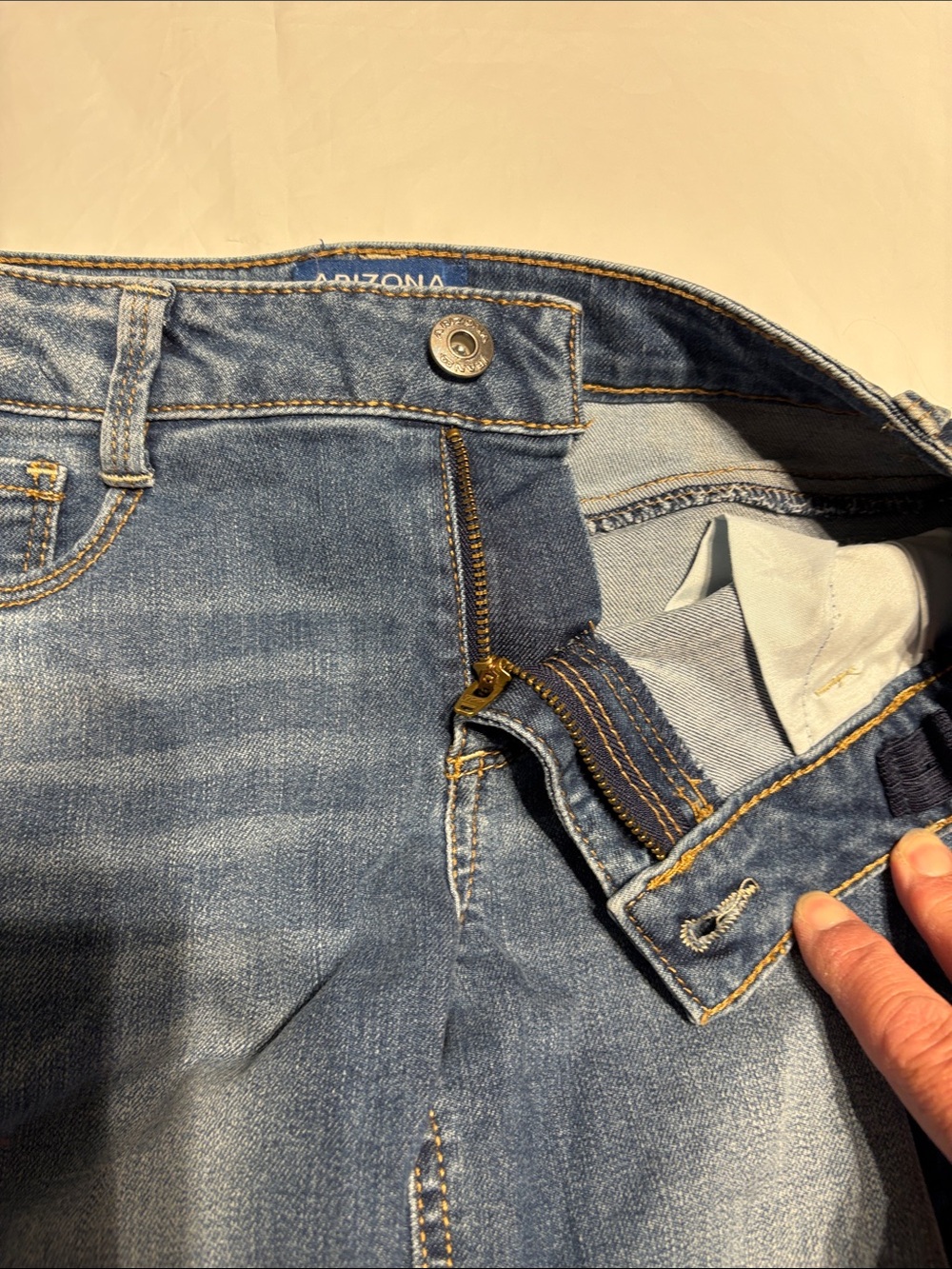 EUC Sz 12 girls Arizona Jean Company Blue Rolled-Cuff Denim Bermuda Shorts - Picture 5 of 5
